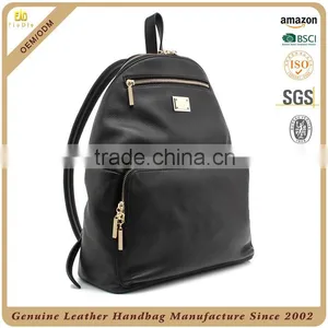 Guangzhou Leather Bag Manufacturer OEM Durable Genuine Leather Backpack With Zippers thumbnail-3