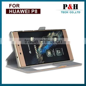 Factory Price for New Goldsand Series Window Filp Case for Huawei Ascend p8 thumbnail-2