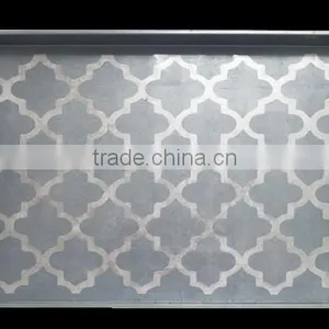 High Quality Rectangular Silver Lacquer Serving Wood Tray thumbnail-1