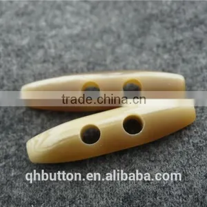 Chinese Button Beige Resin Matt Effect 2-holes Bar Toggle Button for Clothing thumbnail-2