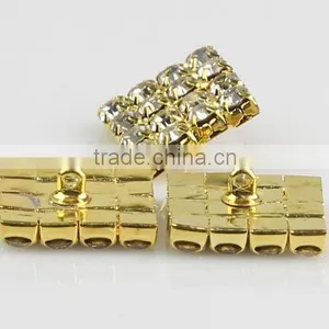 Fashional Shank Golden Quadrate Rhinestone Buttons for Apparel RNK004 thumbnail-3