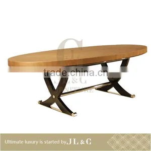 Luxury Dinning Room Elliptical Table Leather Covered Dining Table-JT16-11 Dining Table- JL&C Luxury Home Furniture thumbnail-1