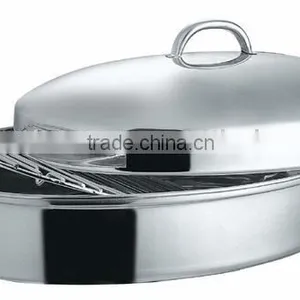 Stainless Steel Oval Roaster With Grill thumbnail-1
