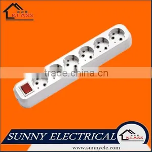 European Style 6 Gang Electrical Power Extension Socket With Neon thumbnail-1