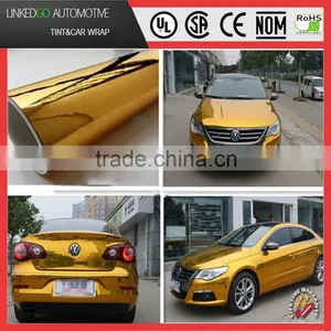 High Glossy Stretchability Gold Chrome Car Wrap Vinyl With 1.52*20M Chrome Mirror Vinyl Wrap thumbnail-1