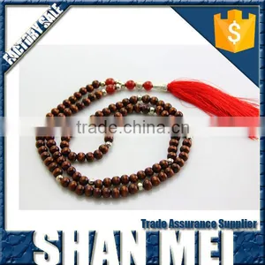 Good Luck Long Wooden Beads Necklace With Long Tassel Rosary Necklace thumbnail-1