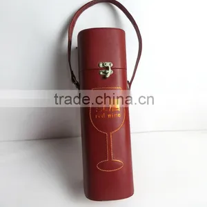 Custom the Last Packaging PU Leather Wine Box Wooden Box Packaging With Handle thumbnail-1