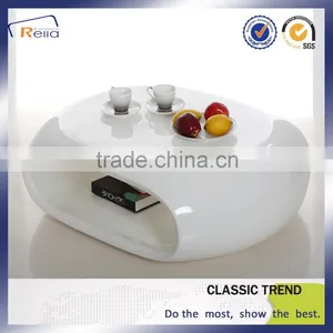 ELEGANT WHITE NEW DESIGN FIBER GLASS COFFEE TABLE UNIQUE TEA TABLE thumbnail-3