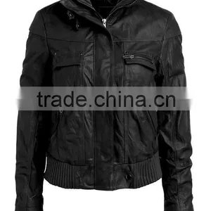 Ladies Fashion Leather Jacket & Rib Style Fashion Wear thumbnail-1