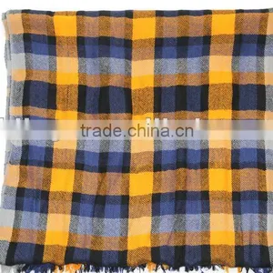 Pure Cashmere Worsted Plaid Pahsmina Shawls thumbnail-1