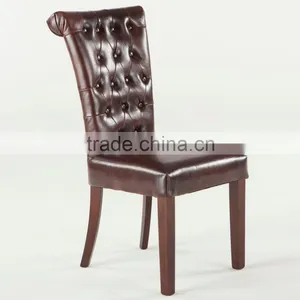 Custom Made Solid Wood Restaurant Chair Button Tufted Chair Leather Chair thumbnail-1
