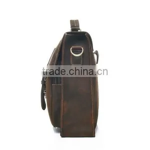 Crazy Horse Genuine Leather Men Messenger Bags Leather Vintage Briefcases Mens Men Genuine Leather Briefcase thumbnail-3