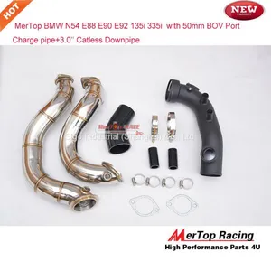 MerTop N54 3.0T E82 E88 E90 E92 E8X E9X 135i 335i Intake Turbo Charge Pipe Cooling Kit WITH 50mm BOV Port+3'' Catless Do thumbnail-1