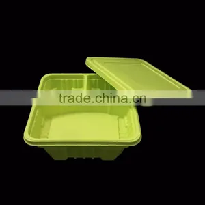 Customized Biodegradable Eco-friendly Two-layer 1000ml Corn Starch Food Container thumbnail-3