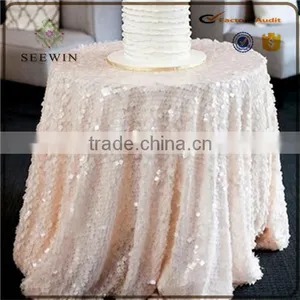Glossy Round Fancy 100% Polyester Sequin Table Cloth Overlay for Wedding Party Home Use thumbnail-3