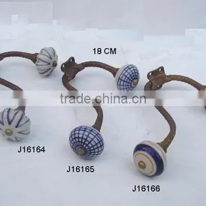 Brass Hook With Ceramic Knob Hand Painted thumbnail-1