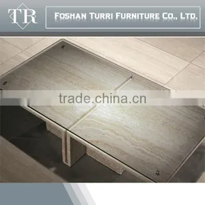 Luxury Living Room Furniture Centre Glass Coffee Table With Marble Base thumbnail-3