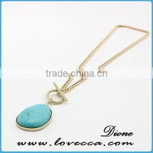 Natural Turquoise Colorful Stone Gemstone Pendant Women Irregular Necklace thumbnail-2