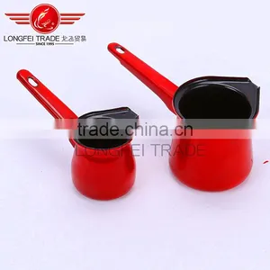 Hot Selling Red Enamel Ceramic Coffee Jug Coffee Pot With Long Handle thumbnail-1