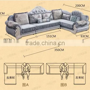 M511-1 French New Arrival Latest Design Luxurious Silk Fabric Sofa Set thumbnail-5