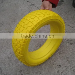 5.0-6 Yellow Color pu Foam Tyre Solid Wheel for Tool Cart, Hand Truck thumbnail-1