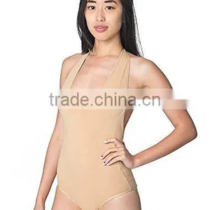 Adult High Cut Leotard Cotton Spandex Jersey Deep V Neck Backless Halter Neck Sexy One-Piece Gymnastics Leotards For Women thumbnail-5