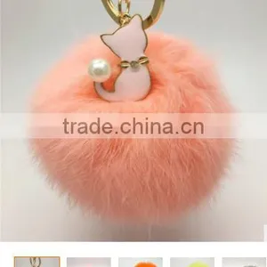 2017 New Design Animal Fur Pom Pom Keychain Wholesale Fur Ball Animal Keychain Hot Selling Fur Ball Woman Bag Charms thumbnail-2