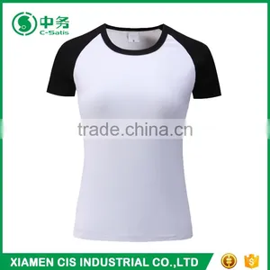 2017 New Design 200gsm Lycra Cotton Short Sleeve White T Shirt for Women thumbnail-5