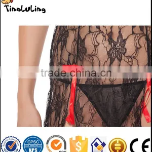 Lingerie Manufactuer Hot Sale Sexy Women Black and Red Sexy Transparent Lingerie Babydoll thumbnail-4
