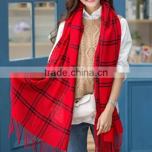 Top Sales Black and Red Plaid Scarf Plaid Pashmina Shawl Scarf thumbnail-1