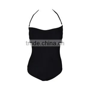 Simple Design Black One Piece Swimsuit Bating Suit thumbnail-2