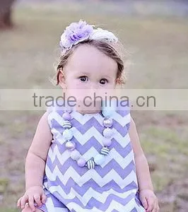 Latest Party Wear Dresses for Girls Toddler Reversible Tunic Pinafore Dress Lavender Chevron Cotton Dress Infant Full Skirt thumbnail-1
