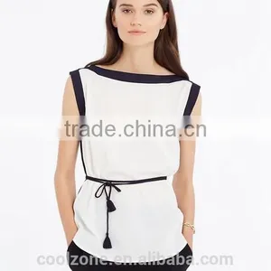 New Arrival Hot Selling Sleeveless High Neck Models Chiffon Blouse thumbnail-2