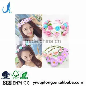 Luxury Wedding Rose Garland Hawaii Artficial Flower Hairband Wreath Headband thumbnail-1