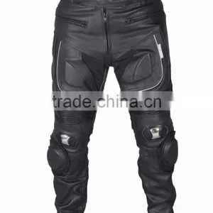 Black Motorcycle Pant/ Motorbike Leather PANT CE Armour to Knee & Hips thumbnail-4