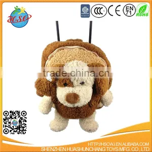 Soft Brown Dog Animal Trolley Bag Furry Plush Rolling Luggage Case for Children thumbnail-2