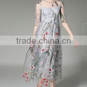 Wholesale High Quality Hand Embroidery Designs for Girls Dress Hollow Section Sexy Maxi Dress thumbnail-4