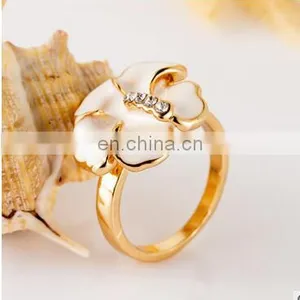 Classic Genuine Austrian Crystals Sample Sales Platinum Plated Black Flower Ring Jewelry Party OFF thumbnail-1