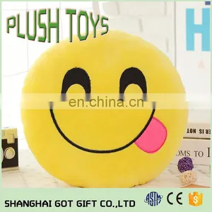 Cute Custom Stuffed Whatsapp Emoji Yellow Round Pillow Plush Toy thumbnail-3