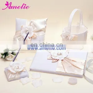Wedding Ring Pillow Guest Book Flower Baskets Sets With Flowers Decoration thumbnail-1