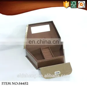 Luxury Cardboard Mirrored Jewelry Suitcase Box With Metal Lock thumbnail-3