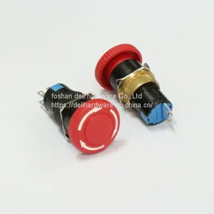 16mm 3A 250V AC Emergency Stop Switch / Spring Push Buttons Switch thumbnail-1