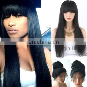 Brazilian Human Hair Lace Front Wigs With Bangs thumbnail-1