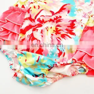 Boutique Infant Girl Flower Bodysuit Cute Floral Newborn Baby Ruffle Romper thumbnail-4