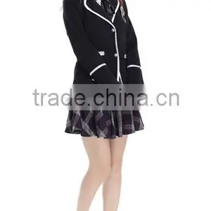 Made in China Black Suit Jacket Plus Mini Skirt School Uniform for Girl thumbnail-4