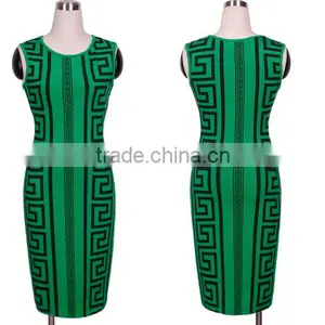 Walson Instyles Retro Round Neck Sleeveless Evening Dress Bodycone Printed Pencil Dress Pin up thumbnail-2