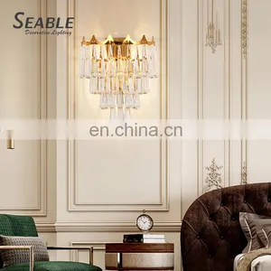Modern Style Indoor Decoration Hotel Room Staircase Bedside Luxury Crystal LED Wall Lamp thumbnail-2