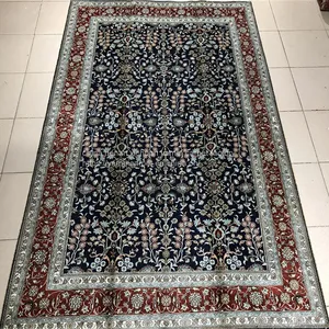 Yamei Lagend Royal Blue Color Handmade Silk Persian Rug and Tapestry for Sale thumbnail-5