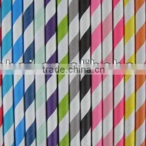 Chocolate Brown and White Striped Paper Drinking Straws thumbnail-1
