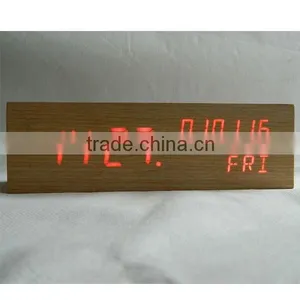 Office Digital LED Wood Clock With Calendar and Touch Function thumbnail-2